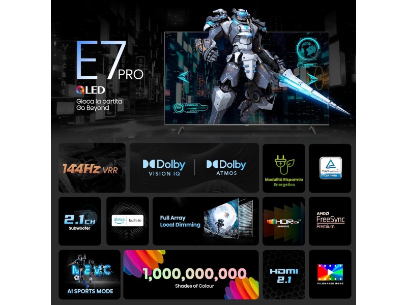Hisense TV 100E7NQ PRO 100" QLED 4K 144Hz, VIDAA U7 - Ultimate Viewing Experience